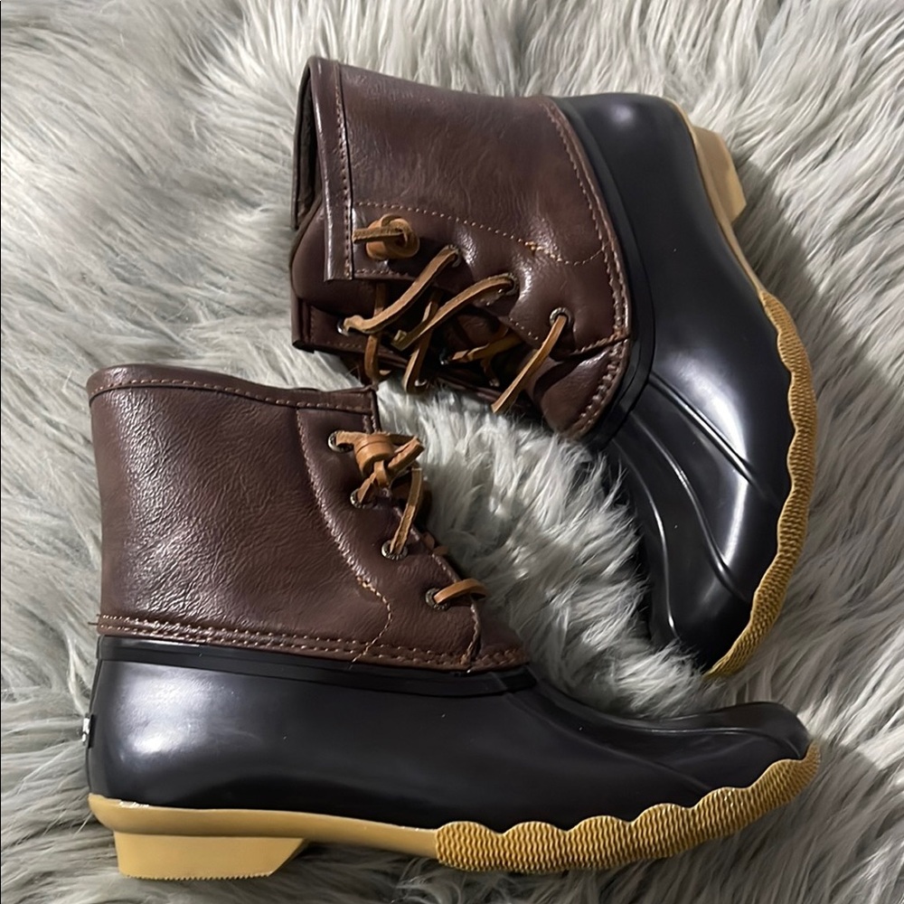 Sperry Brown and Black Duck Boots